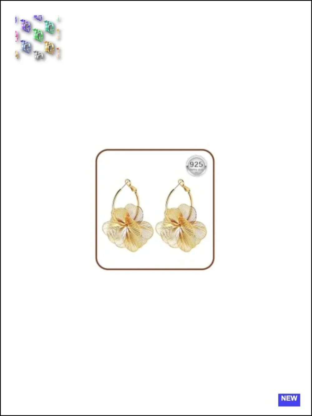 18K Gold Plated Dangle Flower Earrings - 925 Sterling Silver Post